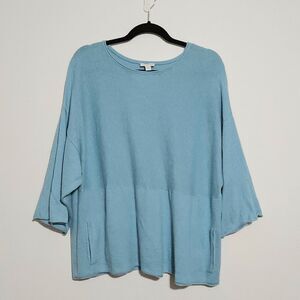 J. Jill Blue Crew Neck Sweater Relaxed Fit